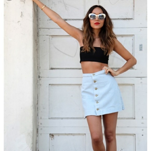 American Apparel women's denim button front skirt - Picture 3 of 8